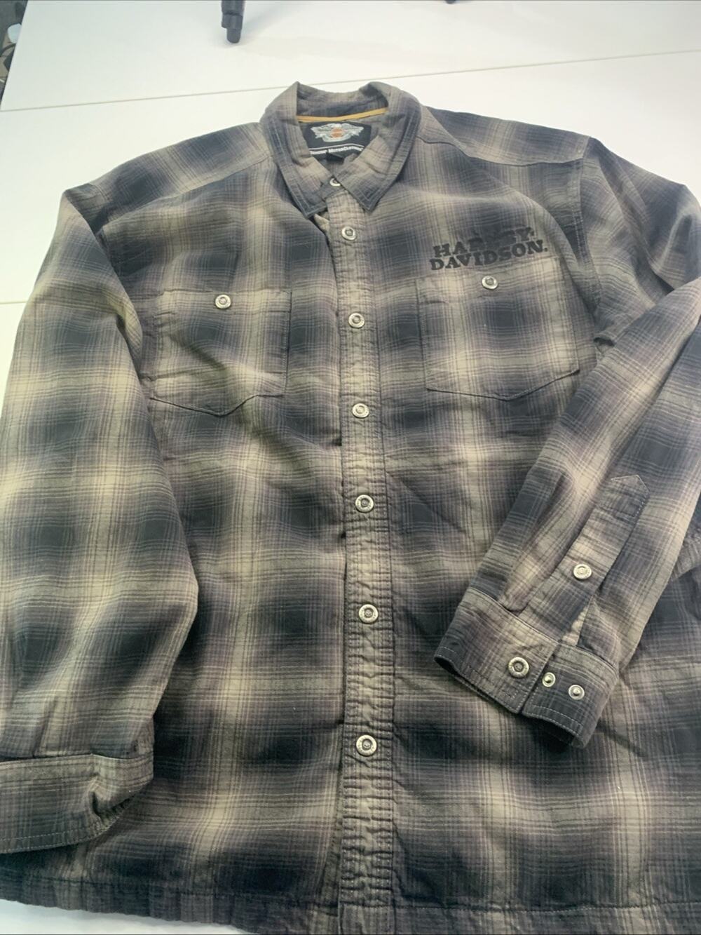 Harley Davidson Heavy Flannel Plaid Mens XL